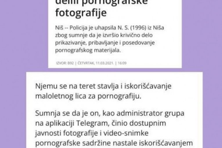 Navodi se da je uhapšen Admin grupe koja je bila preteča ove na Telegramu