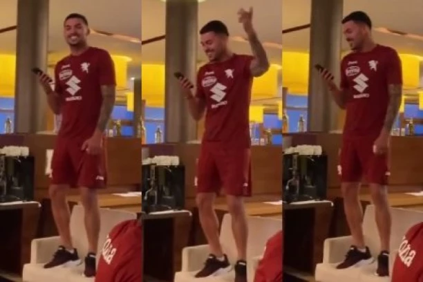 Lom u Torinu: Radonjić zapevao poznati srpski hit, saigrači ga gađali dok se predstavljao! (VIDEO)