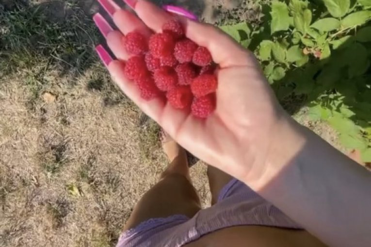 Stanija Dobrojević drži maline u ruci