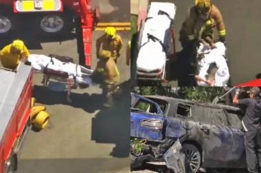 Glumica kriva za TEŠKU SAOBRAĆAJNU NESREĆU! Vozila MORTUS PIJANA, udarila u DVE KUĆE, auto EKSPLODIRAO! Bore joj se za ŽIVOT! Jezive scene sa lica mesta! (VIDEO)