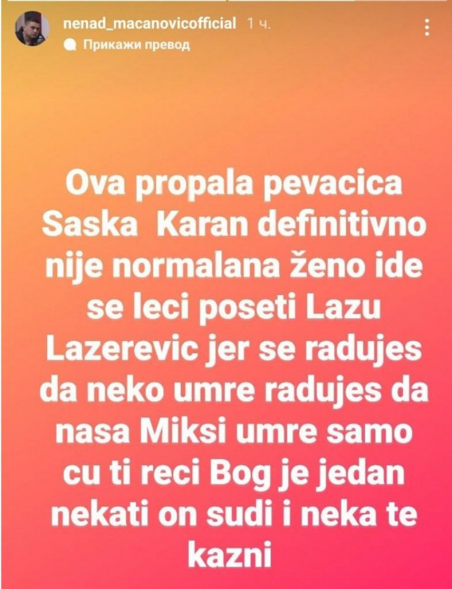 Nenad Macanović Bebica o Saški Karan