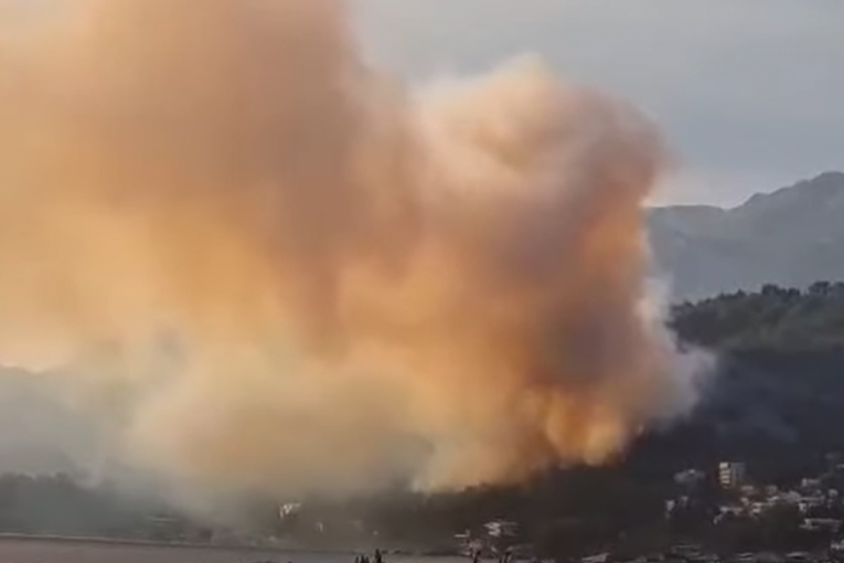 PAKAO kod Bara! Rasplamsava se požar velikih razmera, vatrogasac povređen! Ljudi beže ka Sutomoru, vatra nadomak kuća! (VIDEO)