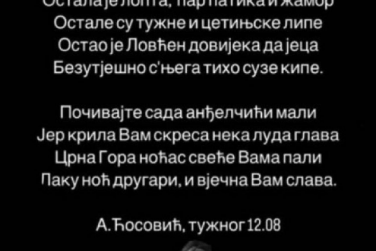 Vladimir Tomović se oprostio od dece koja su nastradača u masakru na Cetinju