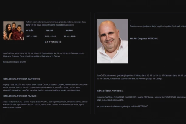 OBJAVLJENE POTRESNE UMRLICE! Porodice žrtava sa Cetinja se oprostili od najvoljenijih!