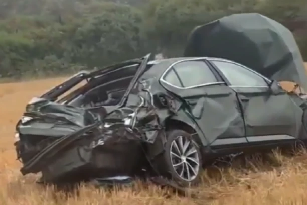 OD AUTOMOBILA OSTALA SAMO OLUPINA: Naleteo na divlju svinju, a onda sleteo sa puta i prevrnuo se