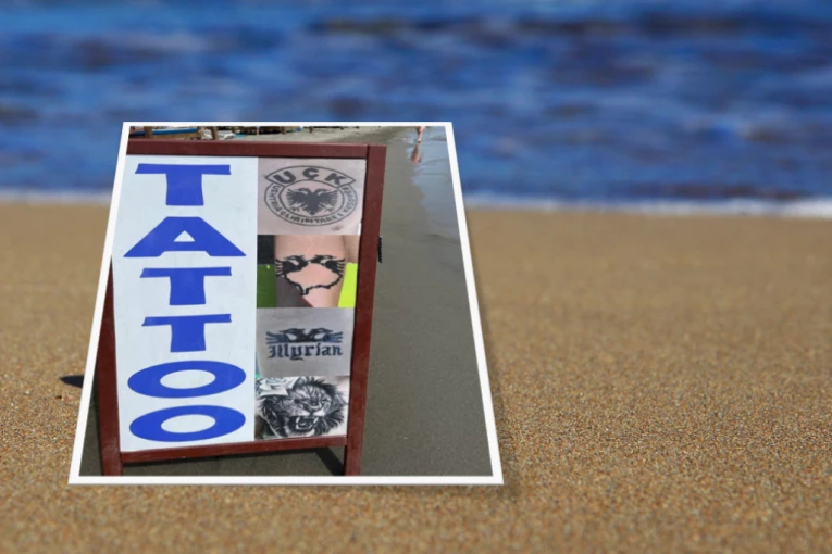 BRUKA I SRAMOTA U CRNOJ GORI: Nasred plaže tetoviraju simbole OVK (FOTO)