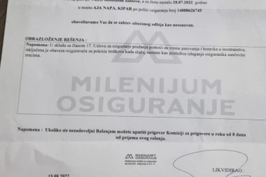 ODGOVOR MILENIJUM OSIGURANJA na objavu na društvenoj mreži TVITER