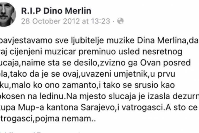 Objava o smrti Dina Merlina