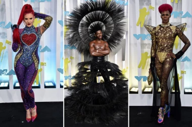 FRIKOVI, GOLE DOJKE, PERJE I KESE ZA ĐUBRE NA CRVENOM TEPIHU! Šta se ovo dešava sa modom, ceo svet bruji o dodeli MTV nagrad?! (FOTO, VIDEO)