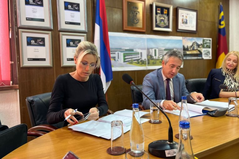 Dajana Paunović na sastanku sa gradonačelnikom Vranja, Slobodanom Milenkovićem