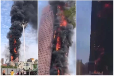 NESTVARAN SNIMAK VIŠESPRATNICE U KINI KOJA NESTAJE U VATRI: U zgradi u Huanu nekoliko stotina ljudi (VIDEO)