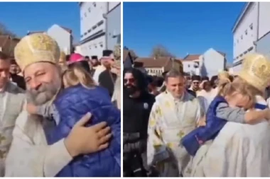 NAJEMOTIVNIJA SCENA IZ VUKOVARA! Devojčica dozivala patrijarha Porfirija, pa mu poletela u zagrljaj! (VIDEO)