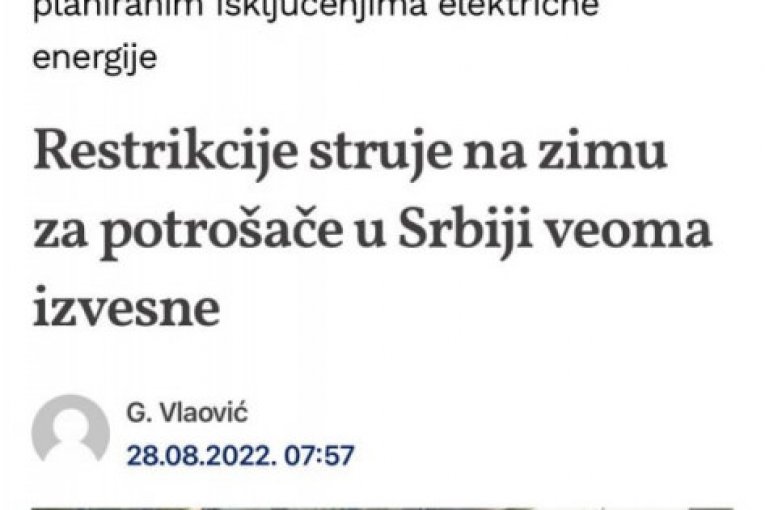 Restrikcije struje na zimu