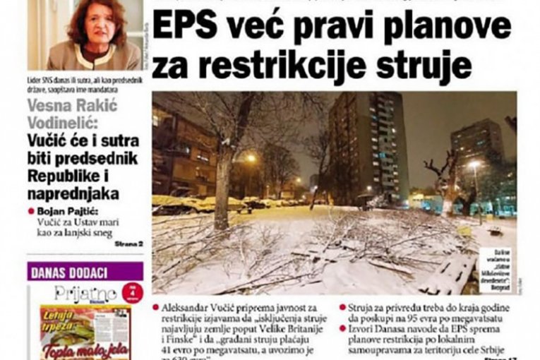EPS pravi plkanove za restrikciju struje