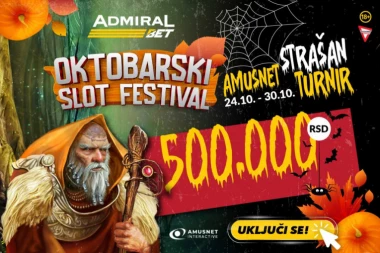 AMUSNET STRAŠAN TURNIR DONOSI POLA MILIONA DINARA: Noć veštica stigla je ranije na AdmiralBet Oktobarski slot festival i donela zastrašujuće dobre slot poslastice