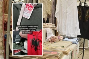 NEVIĐENI SKANDAL! "Textile house" prodaje odeću sa zastavom Albanije na kojoj piše Made in Kosova!
