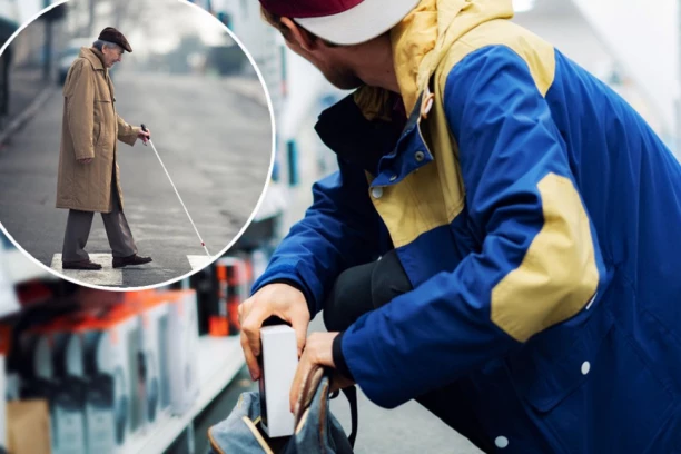 SRAMNO! MLADIĆ (19) OPLJAČKAO SLEPOG ČOVEKA: Zavukao mu ruku u pantalone i oteo novac, pa ga oborio na zemlju i šutirao!