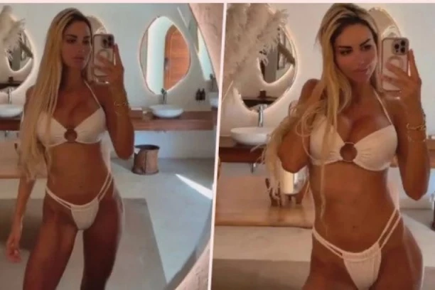 IVA GRGURIĆ PUCA PORED NOVOG DEČKA: Bivša zadrugarka objavila VRELE kadrove iz Dubaija, uvija se u TANGA bikiniju, silikoni samo što ne ispadnu (FOTO)