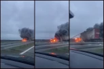 DVA ŠLEPERA U PLAMENU NA PUTU NOVI SAD-BEOGRAD: Teška saobraćajka (VIDEO)