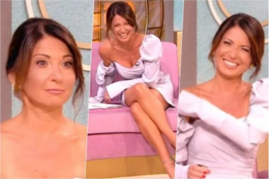 SANJI MARINKOVIĆ PUKLA HALJINA USRED EMISIJE: Voditeljka pocrvenela od blama, svi su gledali u INTIMNE DELOVE! (FOTO)