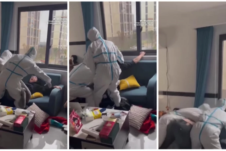 JEZIVO! ZAR SMO DOTLE DOŠLI? Čoveka vuku na silu u karantin, jer je blizak kontakt osobi zaraženoj koronom! (VIDEO)