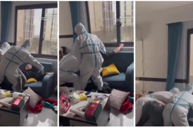 JEZIVO! ZAR SMO DOTLE DOŠLI? Čoveka vuku na silu u karantin, jer je blizak kontakt osobi zaraženoj koronom! (VIDEO)