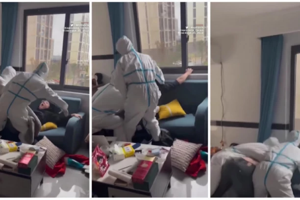 JEZIVO! ZAR SMO DOTLE DOŠLI? Čoveka vuku na silu u karantin, jer je blizak kontakt osobi zaraženoj koronom! (VIDEO)