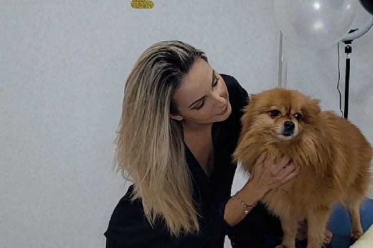 Grumer Branka Bojić mazi psa