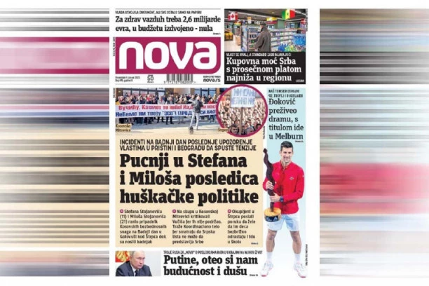 TAJKUNSKA NOVA POKUŠAVA DA IZJEDNAČI DŽELATE I ŽRTVE! Sramna naslovna strana poručuje: Kurti nije kriv za ranjavanje srpske dece