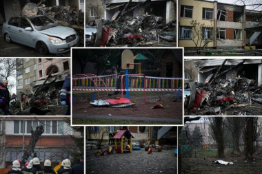 (UZNEMIRUJUĆE FOTOGRAFIJE) Delovi helikoptera po dečjem igralištu, mrtvi leže svuda - broj žrtava kod Kijeva porastao na 18