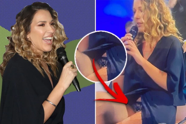 VODITELJKI BLJESNULE GAĆICE UŽIVO U PROGRAMU! Una Senić u nikad provokativnijem izdanju, kamera uhvatila njen TRENUTAK NEPAŽNJE! (FOTO)