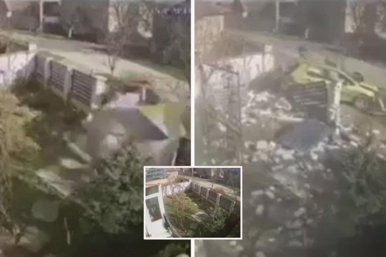 OGRADA RAZVALJENA ZBOG SILINE UDARCA! Vozač uleteo u dvorište, pa pobegao sa lica mesta (VIDEO)