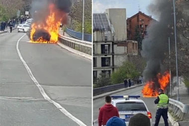 GORI BMW U POŽEŠKOJ: Zatvorena cela ulica, policija na terenu (FOTO)