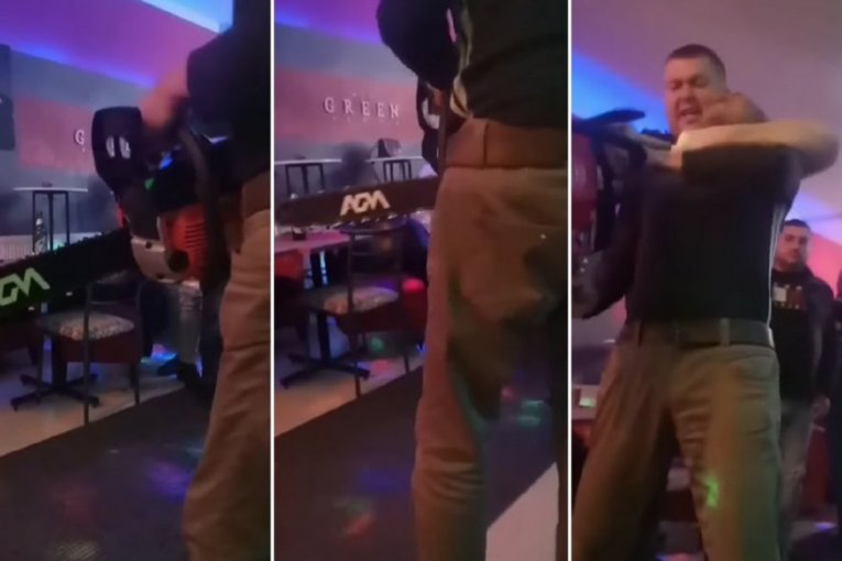 HOROR SCENA U KRAGUJEVCU! Pijani muškarac upao sa motornom testerom u klub, nastala opšta panika! (VIDEO)
