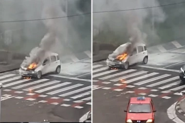 AUTO BUKTINJA NA NOVOM BEOGRADU: Zapalilo se vozilo nasred ulice (VIDEO)
