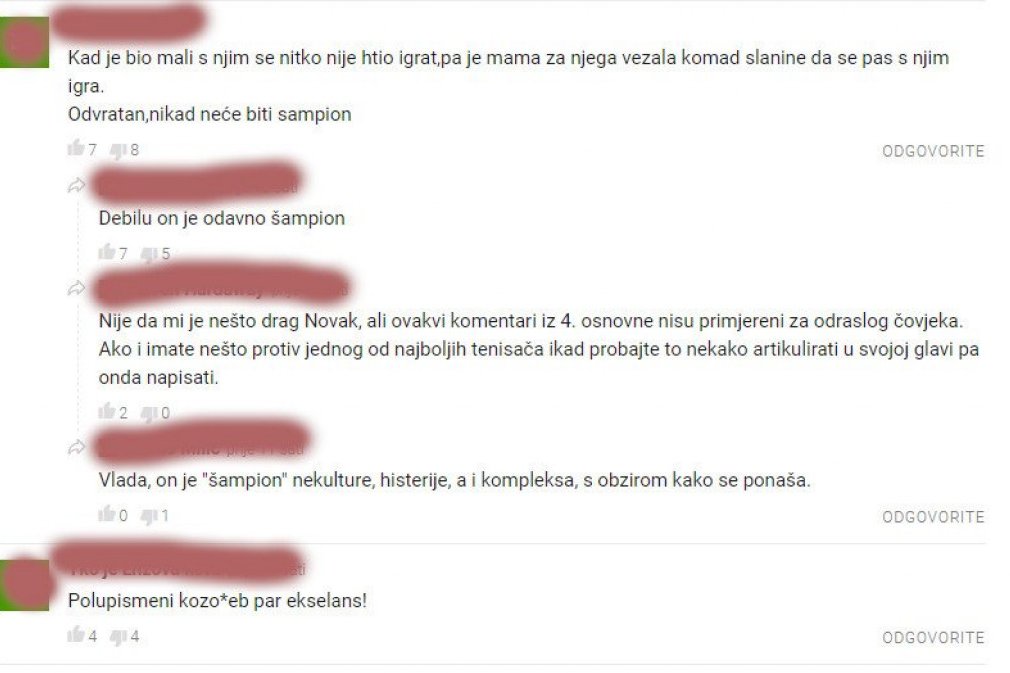 Komentari Hrvata na Novaka Đokovića