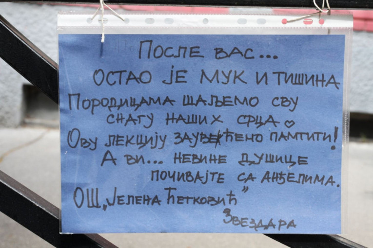 Poruka koja je ostavljena ispred škole