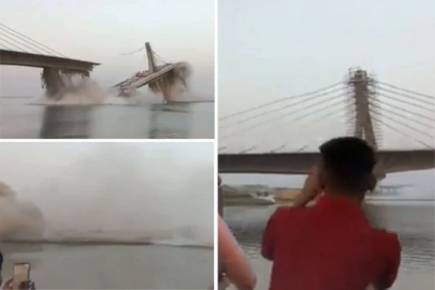 JEZIV SNIMAK IZ INDIJE: Srušio se deo mosta DRUGI PUT u proteklih 14 meseci