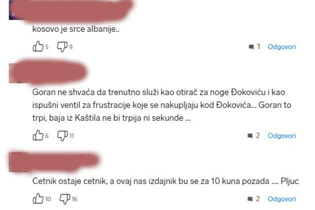 Komentari Hrvata upućeni Goranu Ivaniševiću