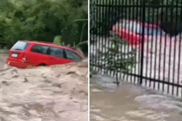 VODA NOSI AUTOMOBIL! Nevreme opet pustoši Srbiju! Stravične scene u Kosjeriću i u Novom Pazaru! (VIDEO/FOTO)