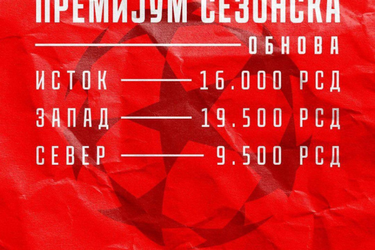 FK Crvena zvezda - cene "Premijum" sezonskih ulaznica za obnovu članarine