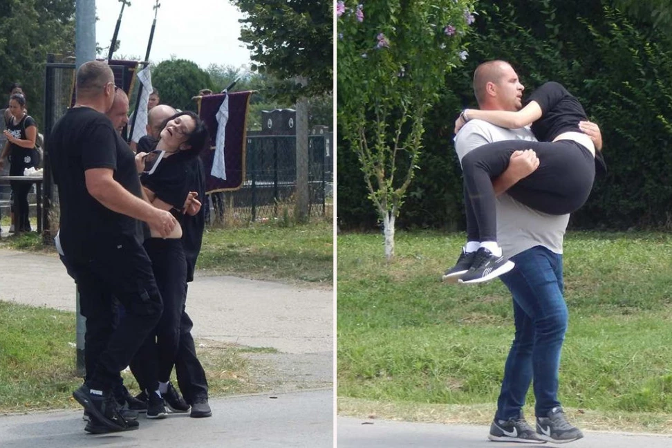 MAJKA NOE MILIVOJEV ZAVRŠILA NA INFUZIJI: Bobu "pokidao" BOL na sahrani deteta, odmah je odveli u hitnu (FOTO)