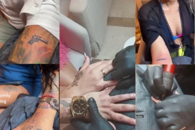 KOLEKTIVNO TETOVIRANJE NA SVADBI ANITE I MATORE! Karić ''SIMBOLIČNO'' istetovirao PIŠTOLJ! (FOTO)