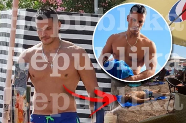 VRUĆ PAPARACO SA CRNOGORSKOG PRIMORJA! Marko Marković šeta plažom kao GRČKI BOG, sve puca od mišića! (FOTO)