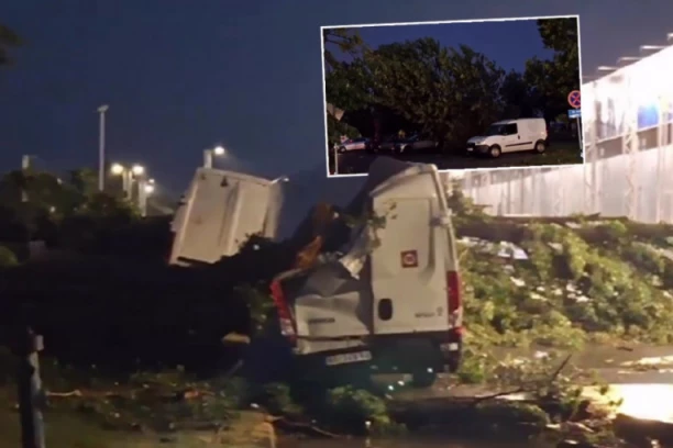 DRVO "ZDROBILO" KOMBI! Razorna snaga oluje u Novom Sadu (VIDEO)