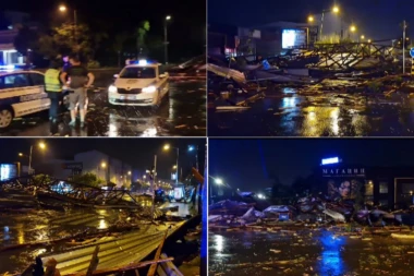 KONSTRUKCIJA SA NOVOSADSKOG SAJMA RASUTA PO ULICI! Jezive scene oluje, zakrčeni prolazi, policija na licu mesta (VIDEO)