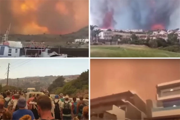 NAJVEĆA EVAKUACIJA U ISTORIJI OSTRVA! Nebo crno, kolone ljudi beže od POŽARA - strašne scene sa Rodosa!