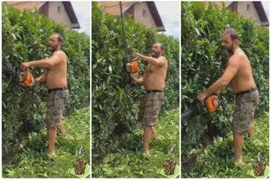 NAŠ GLUMAC SE RAZGOLITIO, PA DOHVATIO MOTORNU TESTERU: Sav znojav pravi haos na selu! (VIDEO)