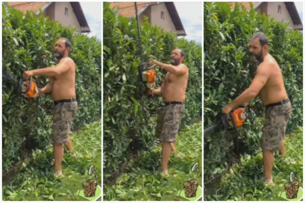 NAŠ GLUMAC SE RAZGOLITIO, PA DOHVATIO MOTORNU TESTERU: Sav znojav pravi haos na selu! (VIDEO)