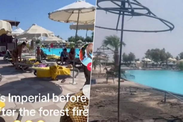 TURISTA U GRČKOJ SNIMIO UŽAS! Ovako je hotel u kom je odseo izgledao PRE požara, sada je ZGARIŠTE (VIDEO)